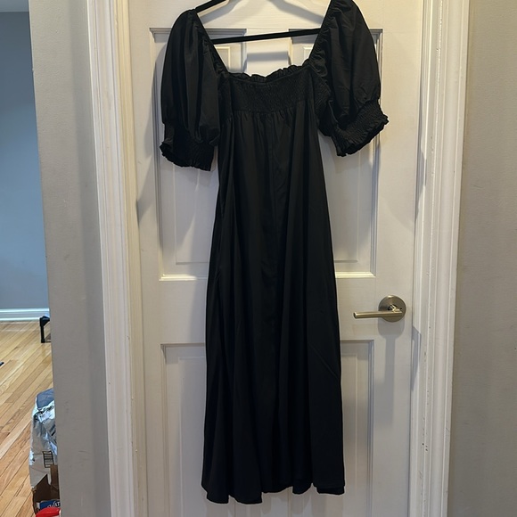 KIRUNDO Maxi Dress Loose Puff Sleeve Square Neck Flowy Long Beach Dress Pockets - Picture 5 of 5